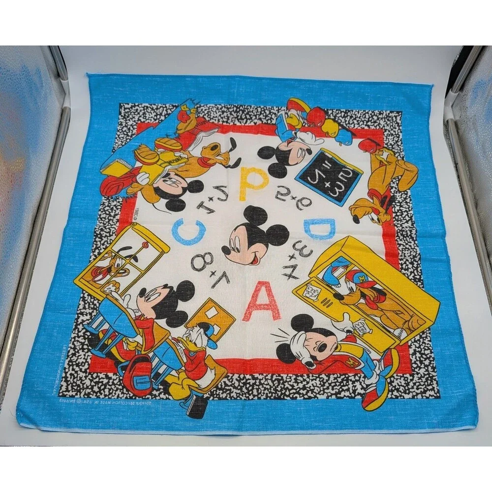 4 Disney J.A. Woronowicz Mickey Minnie Goofy Donald Pluto Bandanas Handkerchief